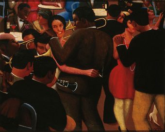 Archibald J. Motley Jr., Blues, 1929. Oil on canvas, 36 × 42 inches (91.4 × 106.7 cm). Collection of Mara Motley, MD, and Valerie Gerrard Browne. Image courtesy of the Chicago History Museum, Chicago, Illinois. © Valerie Gerrard Browne