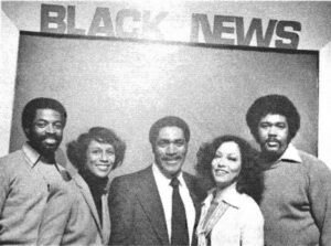 Black News Team: Robert Martin, Producer; Marian Etoile Watson, Arts Editor; Bill McCreary, Anchorman/Executive Producer, Joan K. Harris, Reporter; Rudy Brown -- WNEW's Black News