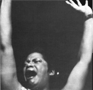 Mama Louise (Brenda be Brown) of "Young, Gifted and Broke" exemplified positive attitude of Black Theatre as she sings about the virtues of black men. -- Theater in the Rough - The Positive Attitude of Black Theater