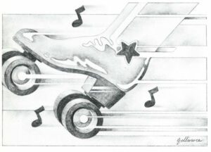 Sketch of a Musical Rollerskate -- disco on wheels