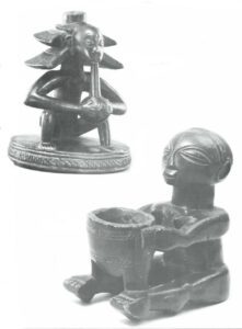 The Buli Master -- Stool; Standing Caryatid Seated Woman With Water Pipe & Seated Woman with a Bowl
