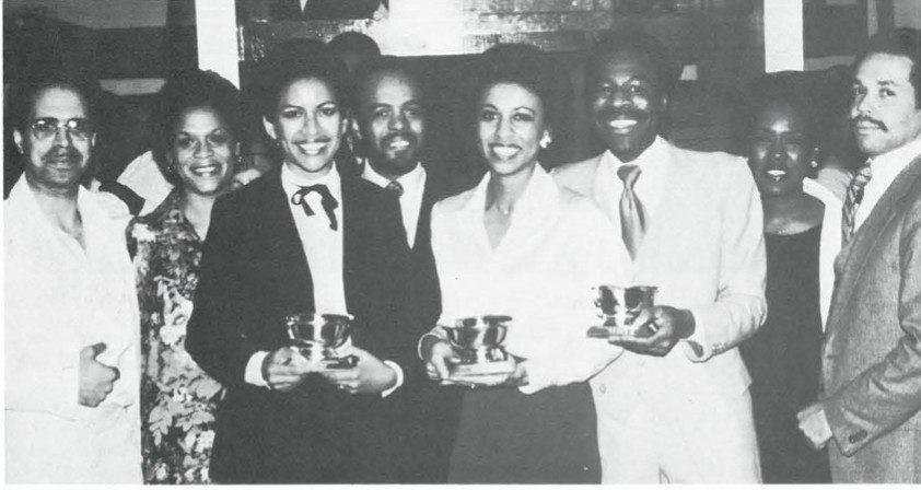 Left to right: Rick Blake, Mary Andrade, Diane Lacey, Nat Robinson, Doris McMillon, Ron Bunn, Barbara W. Gardiner, Ray Gittens.