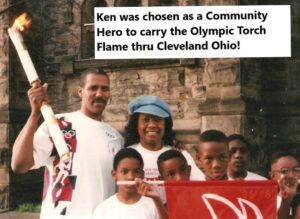 Ken Ferguson carries Olympic Torch Flame thru Cleveland