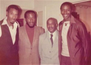(l-r ) Family Thomas: Verl, Ademola Olugebefola, Harold II (Father), Harold III - mid-1970s