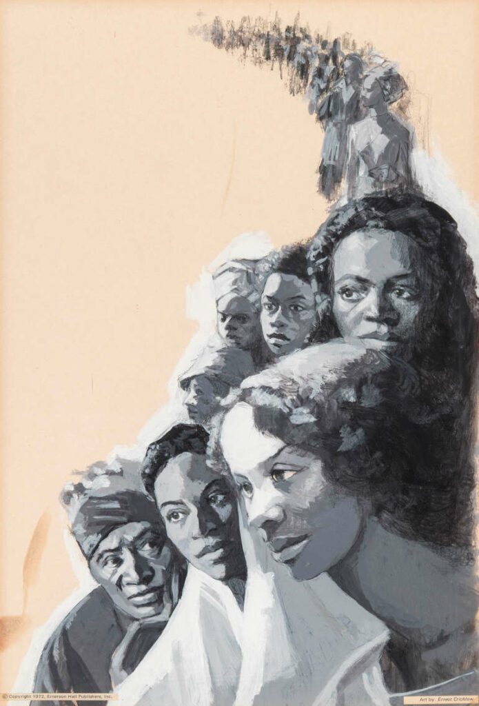 Ernest Crichlow, The Strengths of Black Families, c. 1970—73, oil on board, 15 x 10 1⁄2 in. © Estate of Ernest Crichlow. Courtesy Alfred E. Prettyman