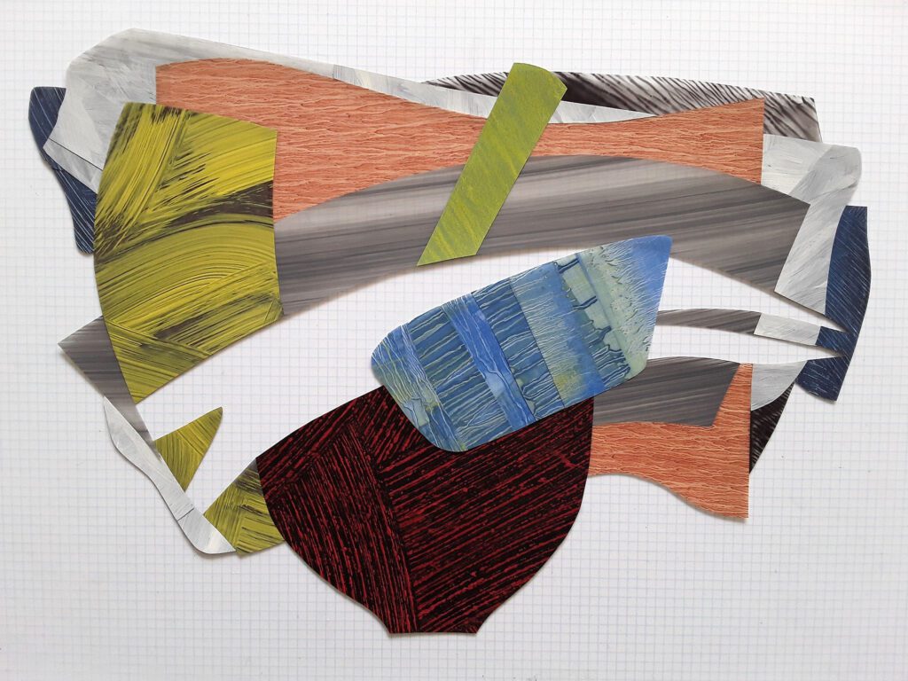 Nanette Carter, Cantilevered #39, 2018, oil on mylar, 15 1⁄2 x 21 3⁄4 in. Courtesy Nanette Carter