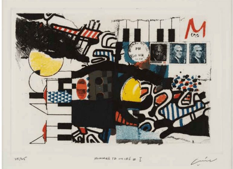 Mohammad Omar Khalil, Homage to Miro I and IV, 1985, etching and transfer 25/25, 7 x 10 in. Courtesy Mohammad Omar Khalil