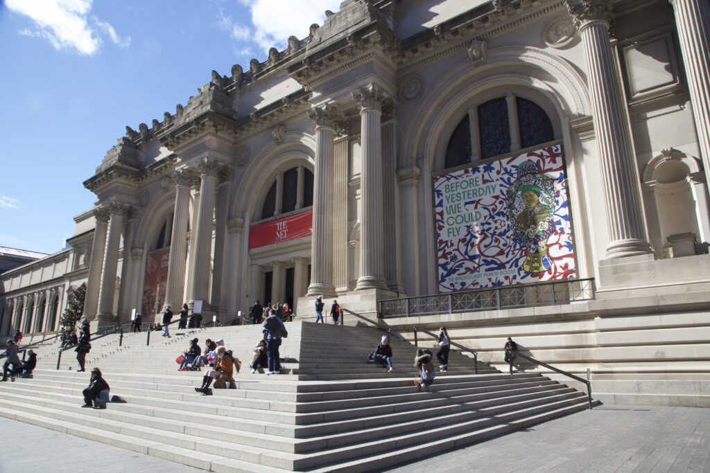 "Before Yesterday We Could Fly" Banner outside of the Metropolitan Museum of Art.