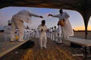 A Maafa tribute to the ancestors at Riis beach.