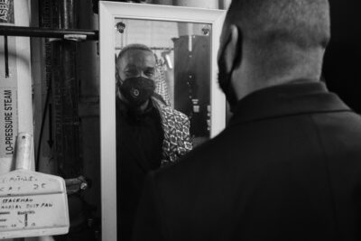 Backstage moment getting ready for the second half of the program where every musician wore their colors. 