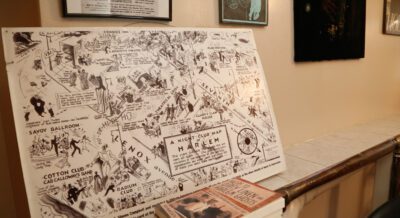 An historic map that hangs on the wall at Bill's Place shows the heyday of Harlem's jazz era. Jazz Rooted on Swing Street at Bill's Place