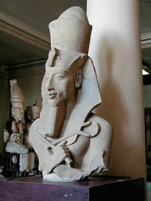 Statue of Akhenaten at the Egyptian Museum. Dr. Henrik-Clarke and "Malcolm X: The Man and His Times"