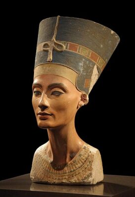 The bust of Nefertiti from the Egyptian Museum of Berlin. Dr. Henrik-Clarke and "Malcolm X: The Man and His Times"