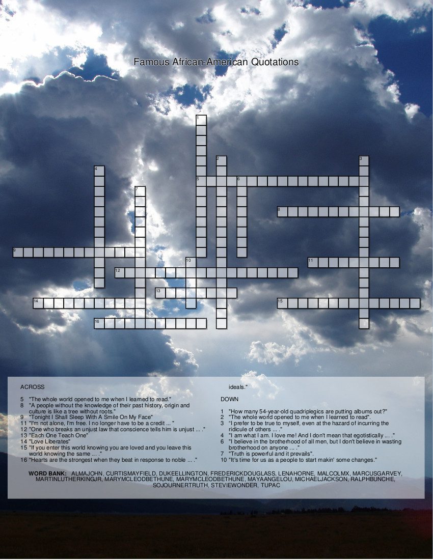 Famous African American Quotations crossword puzzle