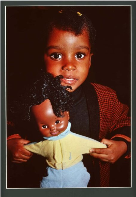 Arlene Gottfried (1950–2017) Monique’s Daughter with Doll, circa 1990 Cibachrome print The New York Historical, Gift of Sally Klingenstein Martell © Estate of Arlene Gottfried
